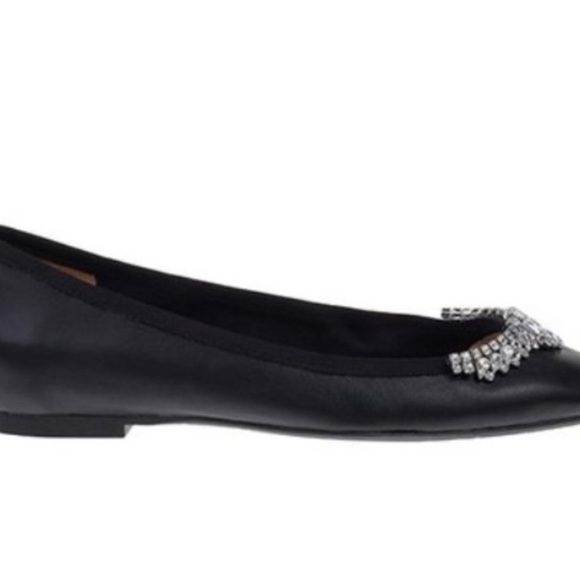 BADGLEY MISCHKA Wendy Black swarovski crystal Embellished Flat - Picture 3 of 8
